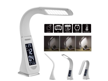12344 stolni led lampa lilly bila s displejem a kalendarem