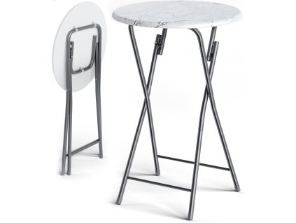 12458 5 skladaci barovy stul 60 cm bily mramorovy vzhled