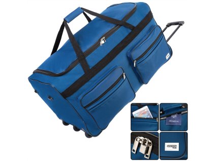 12746 5 cestovni taska xxl 160 l modra s kolecky a zamkem
