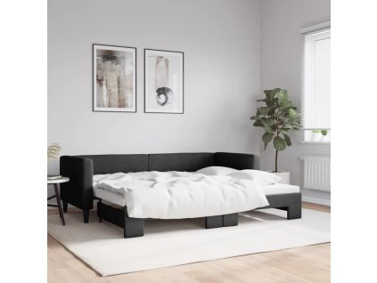 Válenda s přistýlkou černá 80 x 200 cm textil 3196575