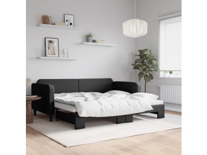 Válenda s přistýlkou černá 90 x 190 cm textil 3196828