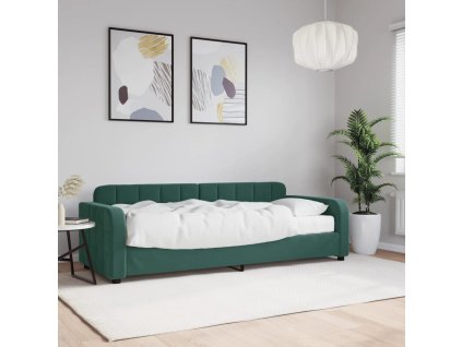 Válenda s matrací tmavě zelená 80 x 200 cm samet 3196900