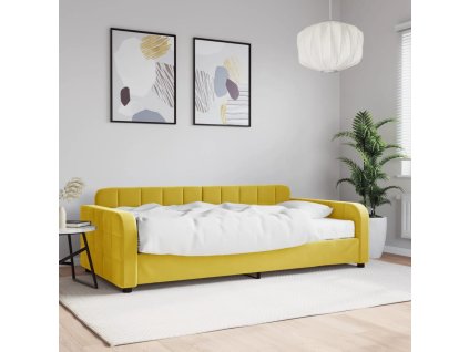 Válenda s matrací žlutá 100 x 200 cm samet 3196917