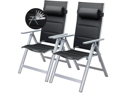 12962 zahradni zidle bern premium 2 ks stribrne s polstrovanim a nastavitelnou operkou