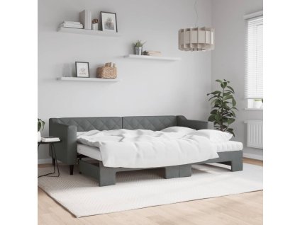 Válenda s přistýlkou a matracemi tmavě šedá 80 x 200 cm textil 3197440