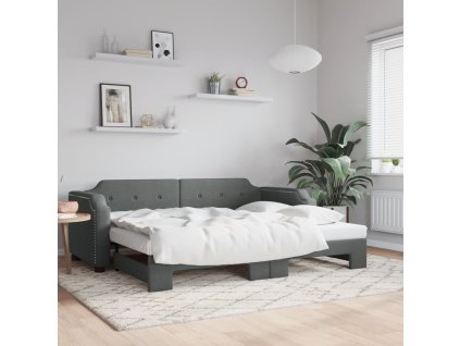 Válenda s přistýlkou tmavě šedá 90 x 200 cm textil 3197635