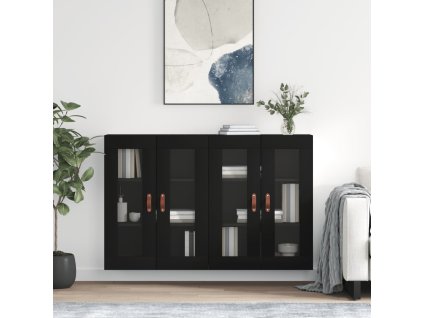 Nástěnné skříňky 2 ks černé kompozitní dřevo 3197914