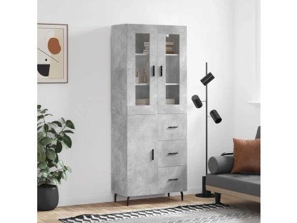 Skříň highboard betonově šedá 69,5x34x180 cm kompozitní dřevo 3198485