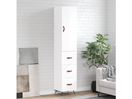 Skříň highboard bílá s vysokým leskem 34,5x34x180 cm kompozit 3198827