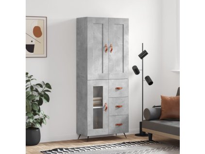 Skříň highboard betonově šedá 69,5x34x180 cm kompozitní dřevo 3199917