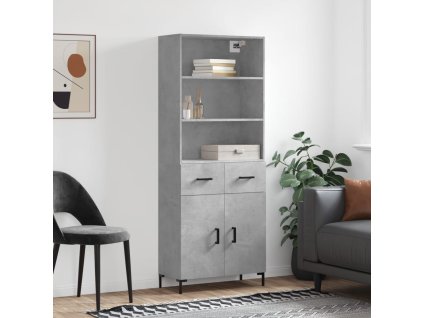 Skříň highboard betonově šedá 69,5x34x180 cm kompozitní dřevo 3200517