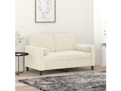 2místná pohovka s polštáři krémová 120 cm samet 3200879