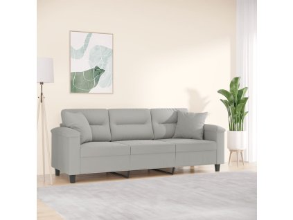 3místná pohovka s polštáři světle šedá 180 cm mikrovlákno 3200978