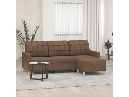 3místná pohovka s podnožkou hnědá 180 cm textil 3201004