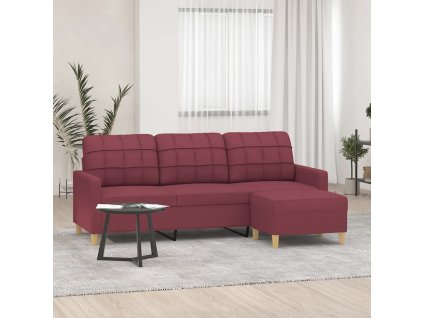 3místná pohovka s podnožkou vínová 180 cm textil 3201007