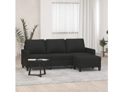3místná pohovka s podnožkou černá 180 cm textil 3201041