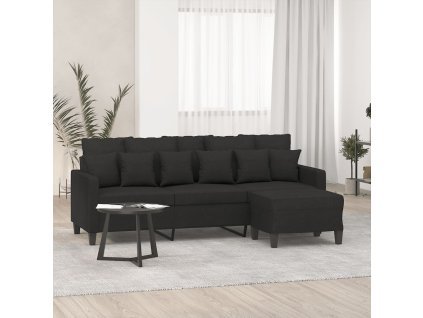3místná pohovka s podnožkou černá 180 cm textil 3201093