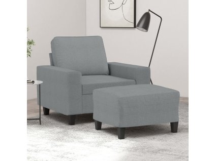 Křeslo s podnožkou světle šedé 60 cm textil 3201143