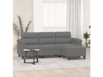 3místná pohovka s podnožkou tmavě šedá 180 cm mikrovlákno 3201233