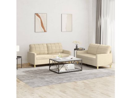 2dílná sedací souprava s poduškami krémová textil 3201276