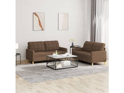 2dílná sedací souprava s poduškami hnědá textil 3201277