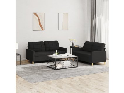 2dílná sedací souprava s poduškami černá textil 3201278