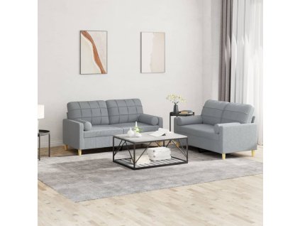 2dílná sedací souprava s polštáři světle šedá textil 3201290