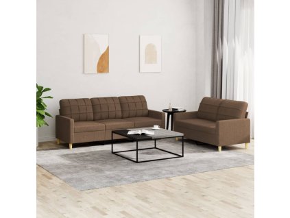 2dílná sedací souprava s poduškami hnědá textil 3201309