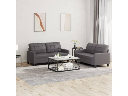 2dílná sedací souprava s poduškami šedá umělá kůže 3201360
