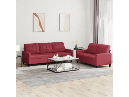 2dílná sedací souprava s poduškami vínová umělá kůže 3201381
