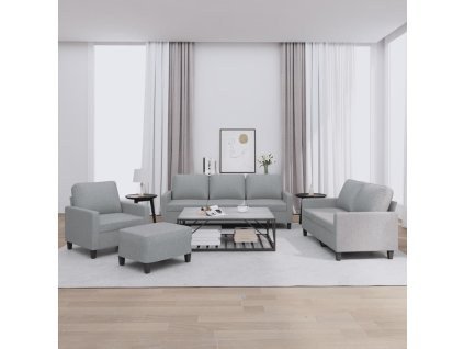 4dílná sedací souprava s poduškami světle šedá textil 3201436