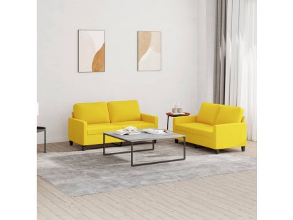2dílná sedací souprava s poduškami světle žlutá textil 3201449