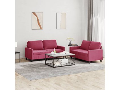 2dílná sedací souprava s poduškami vínová samet 3201500