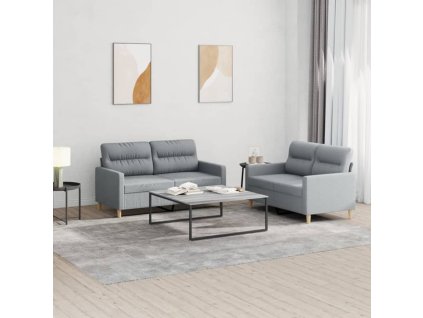 2dílná sedací souprava s poduškami světle šedá textil 3201568
