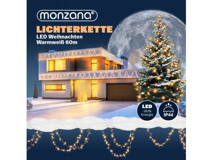 13619 1 vanocni led retez 60 m 600 teplych diod transparentni