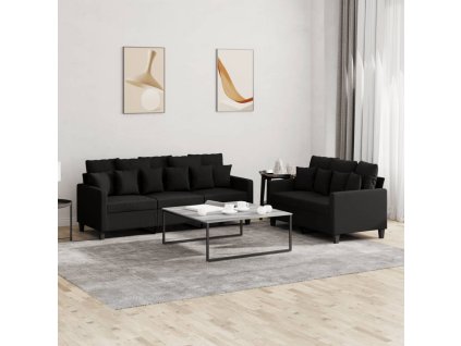 2dílná sedací souprava s poduškami černá textil 3201668