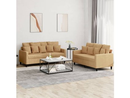 2dílná sedací souprava s poduškami hnědá samet 3201707