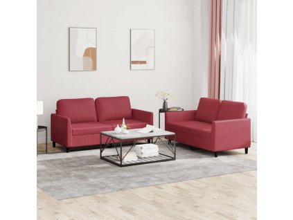 2dílná sedací souprava s poduškami vínová umělá kůže 3201753