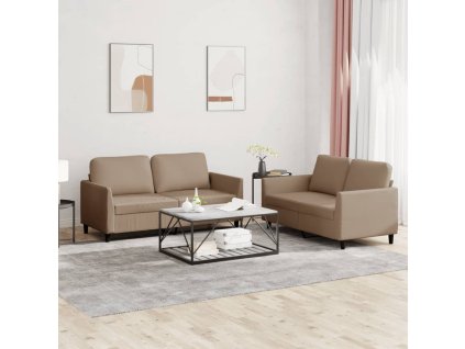 2dílná sedací souprava s poduškami cappuccino umělá kůže 3201754