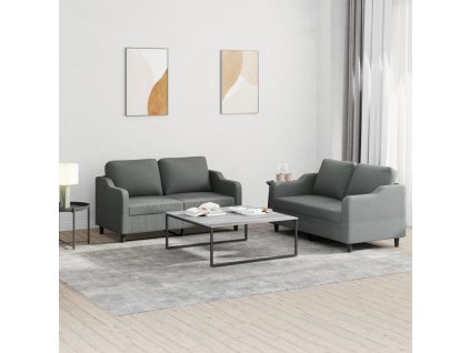 2dílná sedací souprava s poduškami tmavě šedá textil 3201803