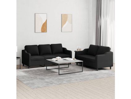 2dílná sedací souprava s poduškami černá textil 3201838