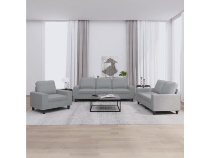3dílná sedací souprava světle šedá textil 3201866