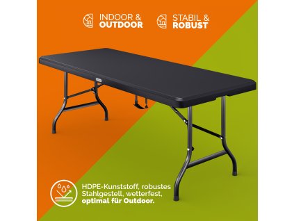 Skládací stůl 183×75×73 cm – plastový, antracitový