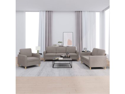 3dílná sedací souprava s poduškami taupe textil 3202061