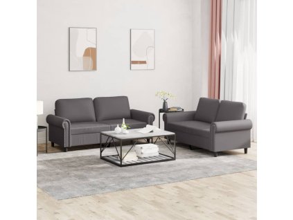 2dílná sedací souprava s poduškami šedá umělá kůže 3202152