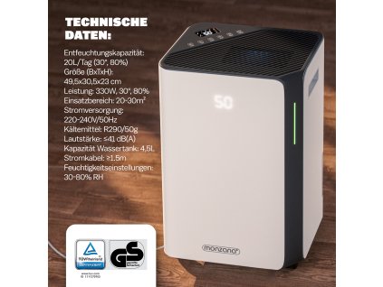 13784 2 odvlhcovac vzduchu monzana 20 l wifi led displej 4 rezimy