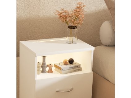 13802 2 nocni stolek jamie s led bily 55 40 28 cm