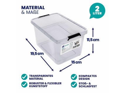13967 2 ulozny box deuba s vikem pruhledny 2 l 20 15 12 cm