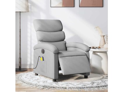 Elektrické masážní polohovací křeslo světle šedé textil 3203966