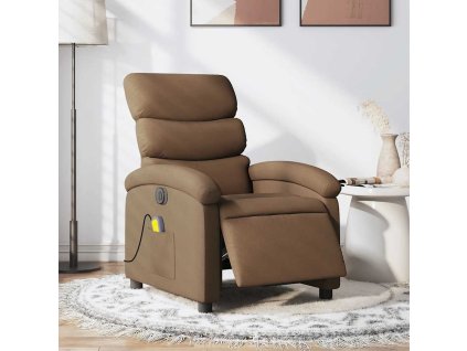 Elektrické masážní polohovací křeslo hnědé textil 3203970